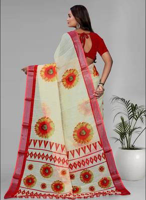 yellow sun flower digital  saree 5