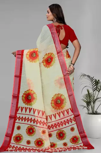 yellow sun flower digital  saree