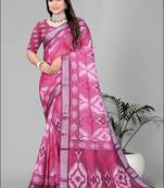 pink geomatrical print saree