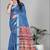 sky blue abstract digital print saree