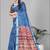 sky blue abstract digital print saree