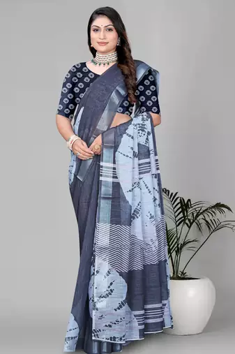 grey geomatrical print saree