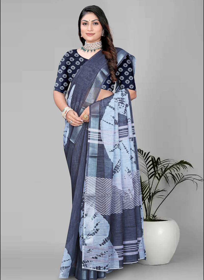 grey geomatrical print saree