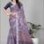 wine  linen cotton digital print saree