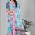 sky blue flower digital print saree