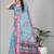 sky blue flower digital print saree