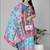 sky blue flower digital print saree