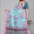 sky blue flower digital print saree