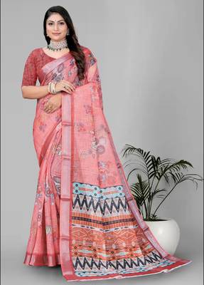 pink warli design digital print saree 1