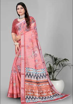pink warli design digital print saree 3