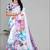 white flower digital print saree