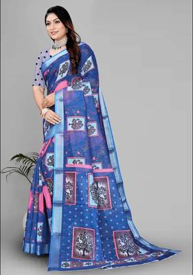 blue royal blue digital print saree 3
