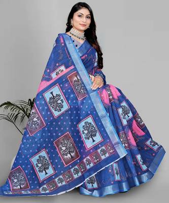 blue royal blue digital print saree 4