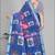 blue royal blue digital print saree