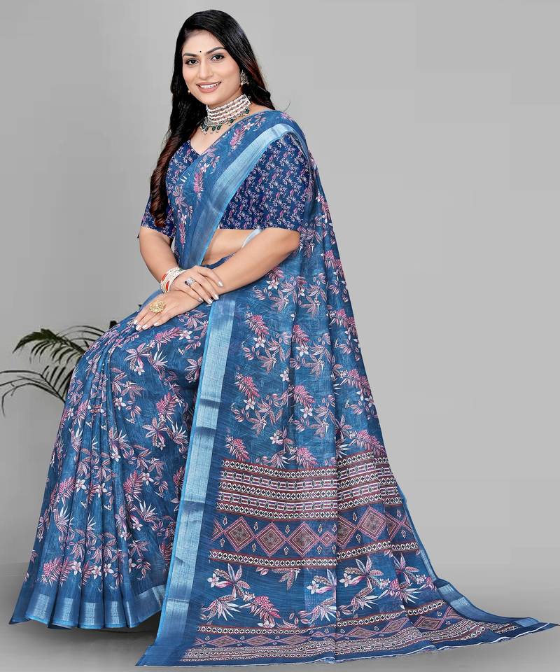 green warli design digital print saree