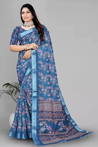 green warli design digital print saree
