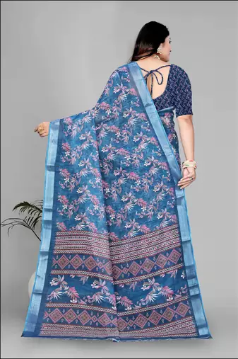 green warli design digital print saree