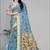sky blue  linen cotton digital print saree