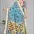 sky blue  linen cotton digital print saree