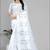 white  linen  digital print saree 