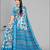 sky blue  linen cotton digital print saree (sky)