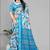 sky blue  linen cotton digital print saree (sky)