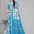 sky blue  linen cotton digital print saree (sky)
