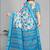 sky blue  linen cotton digital print saree (sky)