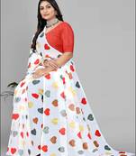 white heart design digital print saree