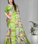 green  dola digital floral print saree