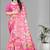 pink  dola digital floral print saree