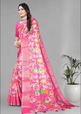 pink  dola digital floral print saree 3