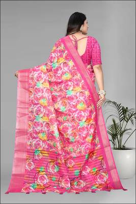 pink  dola digital floral print saree 5