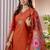 Orange viscose silk thread embroidered designer salwar suit