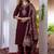 Wine viscose silk thread embroidered designer salwar suit