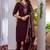 Wine viscose silk thread embroidered designer salwar suit