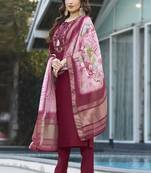 Maroon viscose silk thread embroidered designer salwar suit