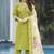Parrot green viscose silk thread embroidered designer salwar suit