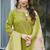 Parrot green viscose silk thread embroidered designer salwar suit
