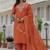 Orange roman silk embroidered sequence designer salwar suit