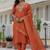 Orange roman silk embroidered sequence designer salwar suit