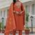 Orange roman silk embroidered sequence designer salwar suit