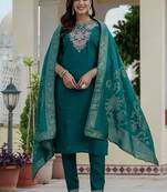 Rama green roman silk embroidered sequence designer salwar suit