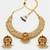 Matte gold finish pendant pearl chain necklace set with elephant design
