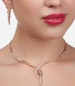 Rose-gold plated white cz-studded jewellery set