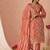 Peach Embroidered Organza Function Wear Straight Suit
