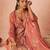 Peach Embroidered Organza Function Wear Straight Suit