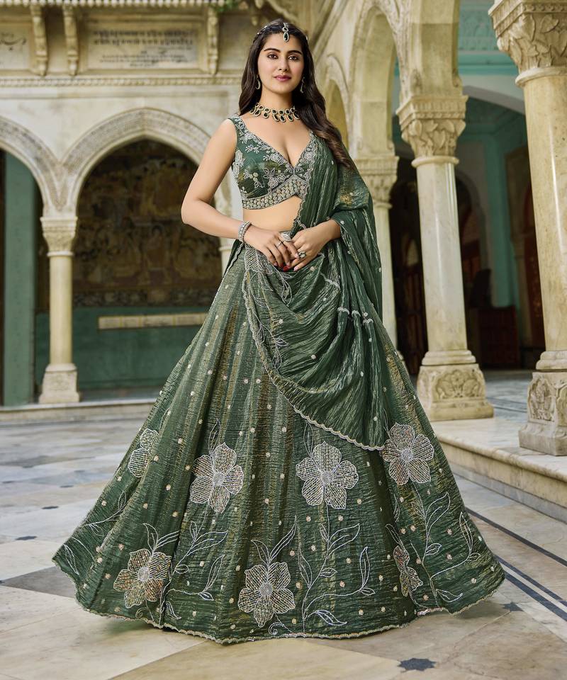 GOLD CRUSH FABRIC WITH BEADWORK with blouse