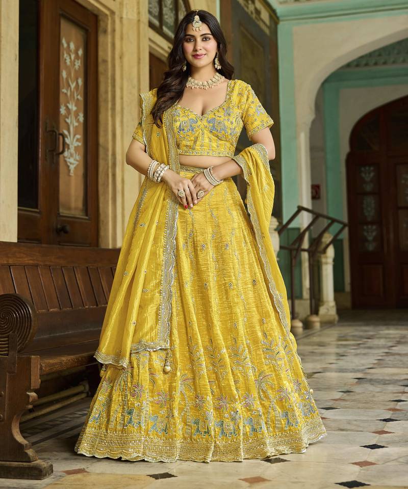 GOLD CRUSH FABRIC WITH BEADWORK with blouse