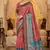 pink color printed with weaving border soft dola art silk saree with unstitched blouse